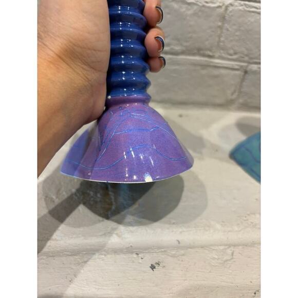 Set of Three Marilee Hall Ceramic Pottery Whimsical Modern Goblet Vase Folk Art - Picture 10 of 10